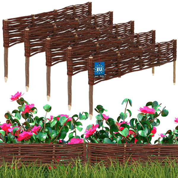 KOTARBAU® Trädgårdsstaket palikantning rotting 60 x 10 cm 5-pack
