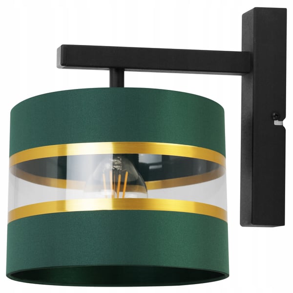 VÆGLAMPE, FIRKANTET LAMPE, ELEGANT GYLDEN LAMPESKÆRM, 20 CM