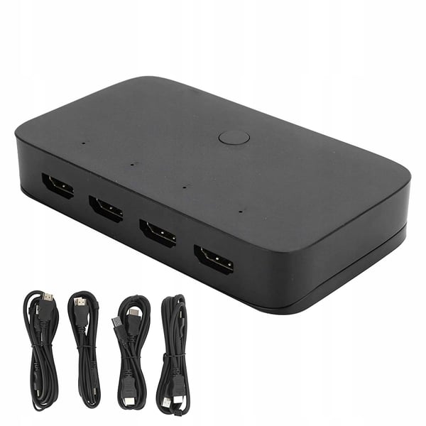 KVM-switch HDMI 4x1-switch 3xUSB + 4 HDMI-kablar