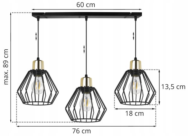 Hængelampe, loftslysekrone, trådskærm, LED