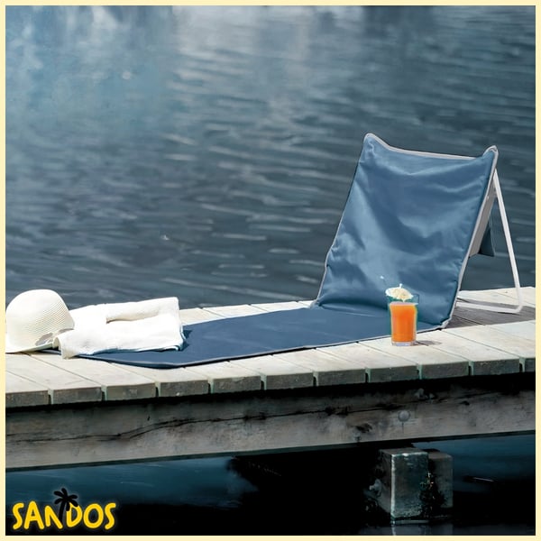 Sammenklappelig strandliggestol, have, turist, taskehynde, lys denim
