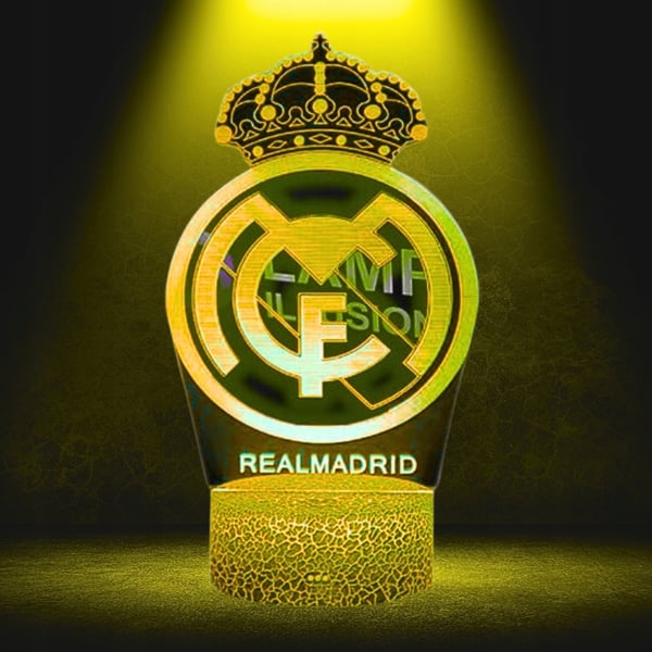 Nattlampa med Real Madrids vapensköld för barn, 16 LED-lampor, 3D + fjärrkontroll