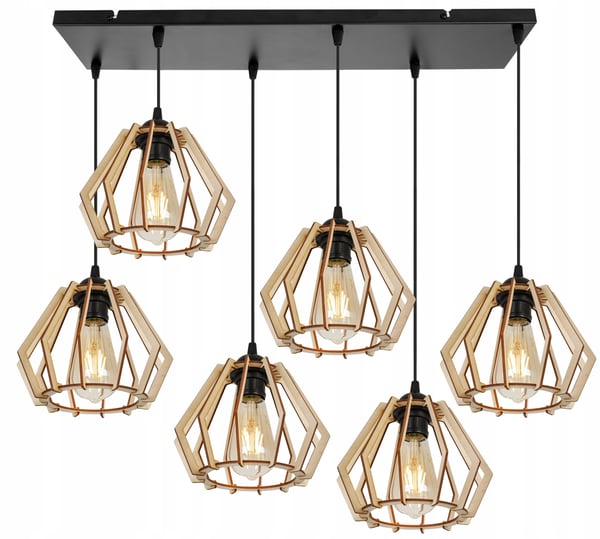 MODERN LED-TAKLAMPA I TRÄ