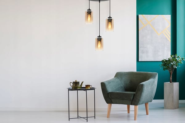 MODERNE ELEGANT HÆNGELAMPE MED GLASSKÆRM