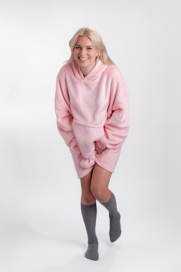 Tæppe sweatshirt blødt tykt tæppe oversize hættetrøje 2i1 praktisk gave