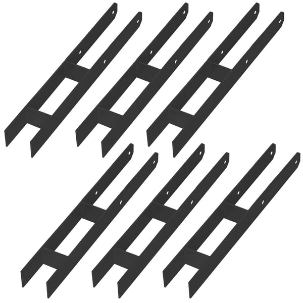 KOTARBAU® H-søjlefod til vægmontering, ankerplade, sort galvaniseret stål, 70 mm, sæt à 6 stk.