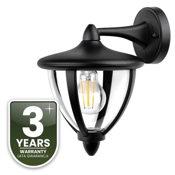 Vägg trädgårdslampa utomhus vägglampa fasadbelysning E27 LED lykta svart ARETOS LUMILED