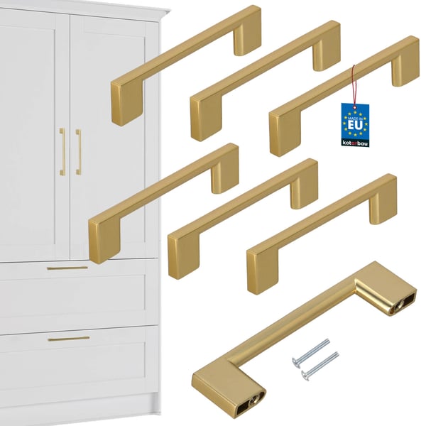 Kotarbau® Keittiön kalusteiden vedin Klassinen Moderni Pitkulainen Pitkä Matta Kulta 126 MM Jako 96 MM 6 kpl:n sarja