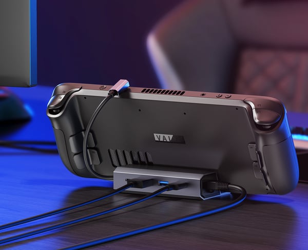 Dockingstation USB-C HUB jsaux HDMI 4k 120Hz 100W PD 100Mbps til Steam Deck