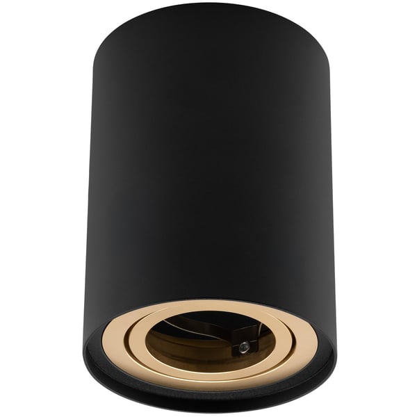 Overflademonteret HALOGEN Spot Tube Flytbar GU10 Rund Sort og Guld 115mm AMAT-L LUMILED