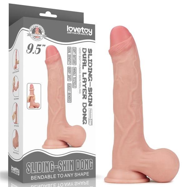 Lovetoy dildo Sliding Skin kaksoiskerrosrakenne 9,5" Lovetoy dildo Sliding Skin kaksoiskerrosrakenne 9,5"
