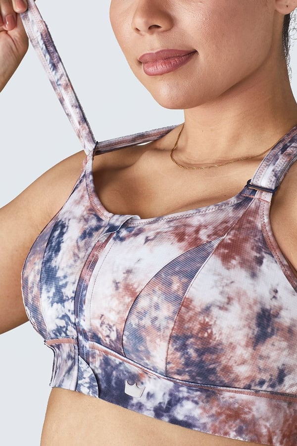 Shefit-tie-dye-urheiluliivit, ruskea, vahva tuki, säädettävä, XL
