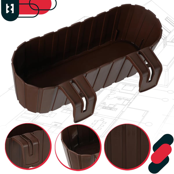 KOTARBAU® Balkongkruka oval rustik brun 400 mm 6-pack