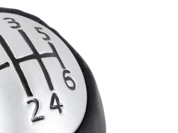 Renault Laguna II gear shift knob 6-trinns sort læder og sølv