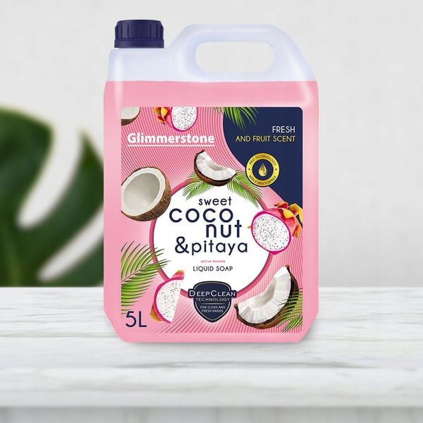 Cremet flydende håndsæbe med frisk kokos og pitaya, dokumenteret kvalitet, 5L
