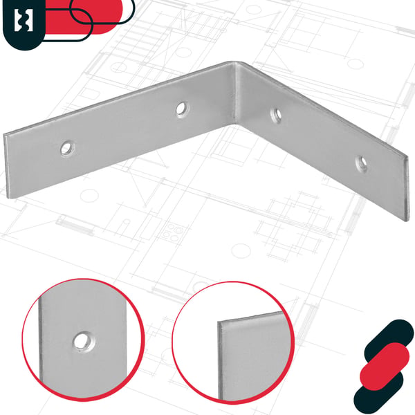 Kotarbau® Kirvesmiehen kulmaliitin ruostumatonta terästä sinkittyä 80 x 80 x 20 mm 12 kpl:n sarja