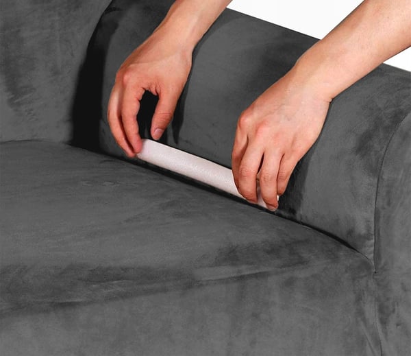 Harmaa samettinen sohvanpäällinen 4-paikkaiselle [22X4]