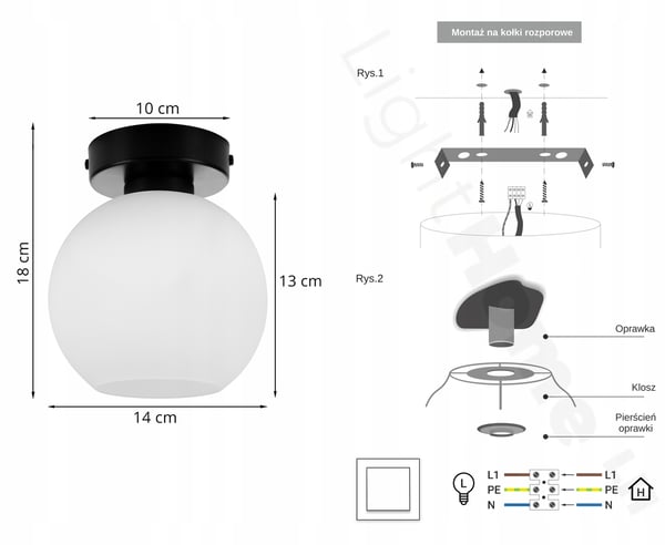 KLASSISK LOFTSLAMPE GLASLAMPE Sfærisk LED
