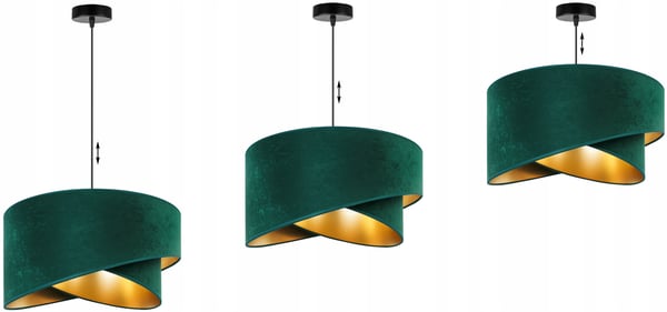 HÆNGENDE LAMPE LOFTSKRONE GYLDEN FLØJLSSKÆRM