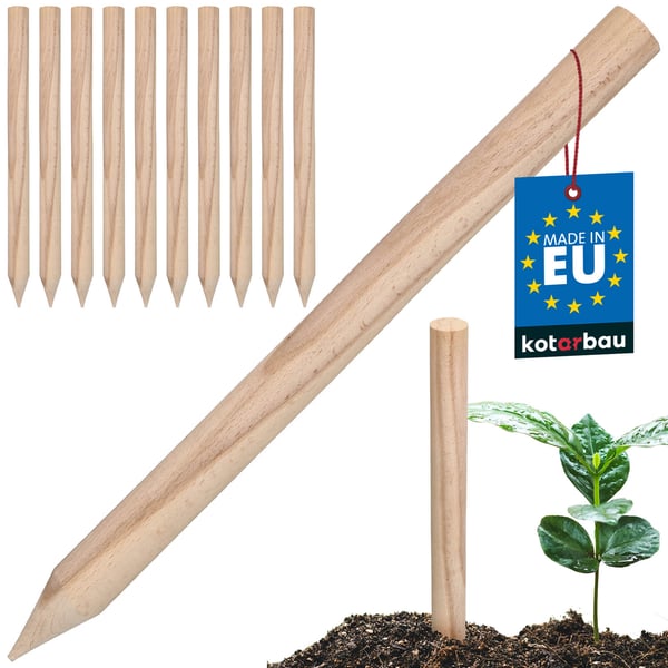 KOTARBAU® Geodætiske træpæle i bøg til tomater, grøntsager og træer, 40 cm, sæt med 10 stk.