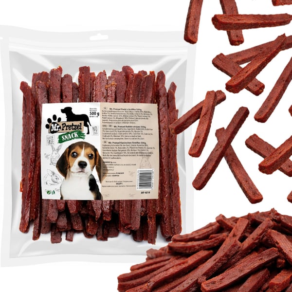 Mr. Pretzel delikatess hundsnacks kaninstrimler 500g