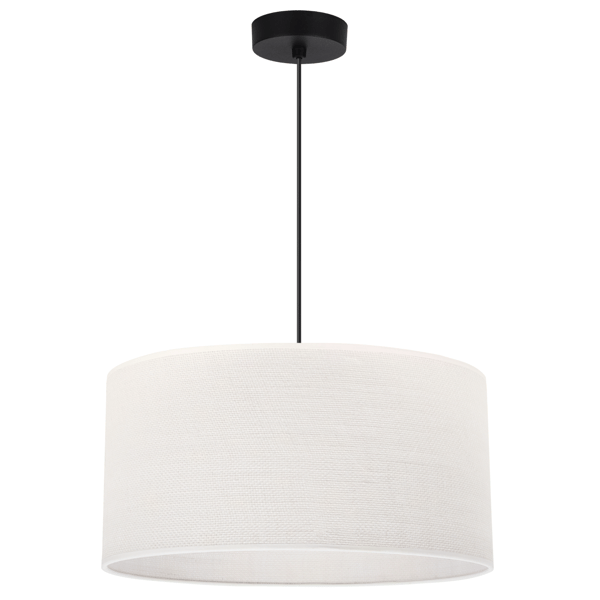 HÆNGELAMPE SORT JUTE 1 FLAD HVID LAMPESKÆRM 35CM E27