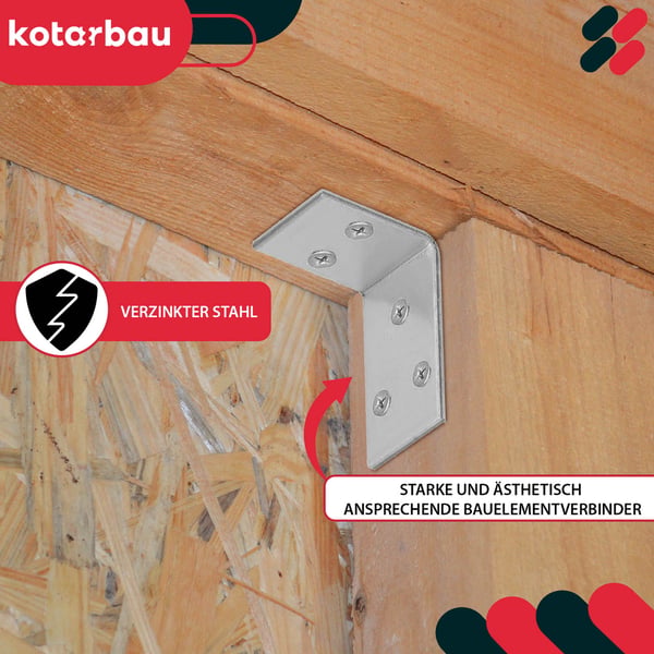 Kotarbau® Kirvesmiehen kulmaliitin ruostumatonta terästä sinkittyä 30 x 45 x 25 mm 12 kpl:n sarja