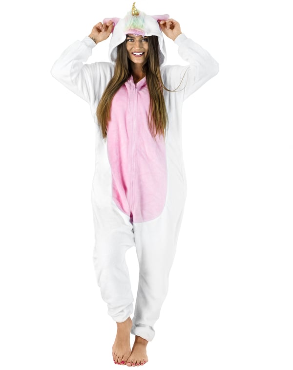 Herre enhjørningspyjamas kigurumi onesie jumpsuit kostume til voksne størrelse S