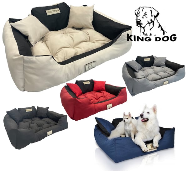 Koiran sänky kenneli KINGDOG 145x115 cm personalisoitu vedenpitävä beige