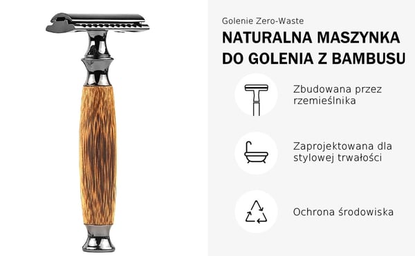 Kaksiteräinen turvapartahöylä, jossa on luonnonbambukahva