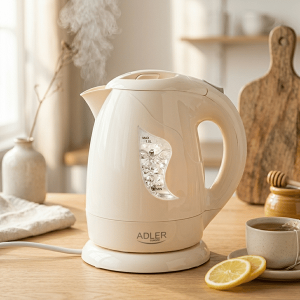 Adler elektrinen vedenkeitin 1L, moderni muotoilu, beige