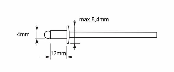 Alumiiniset avoimet niitit 4x12mm RAL 9005