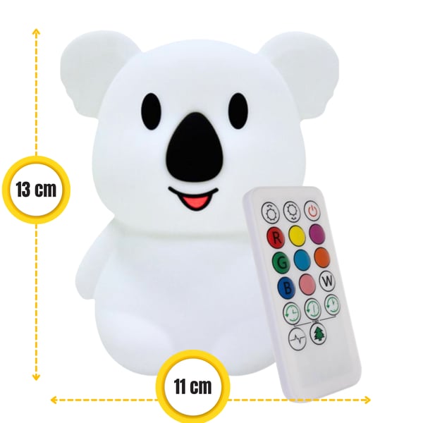 Trådløs silikone Koala natlampe med touch-funktion, farveskiftende gave