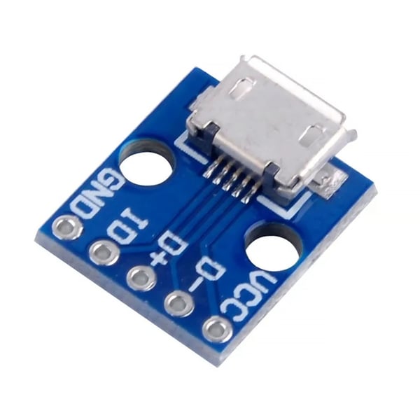 Rosfix Micro USB 5-benet stikkontakt loddet på printkort