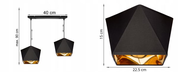 Diamantgylden LED-loftlampe i midten