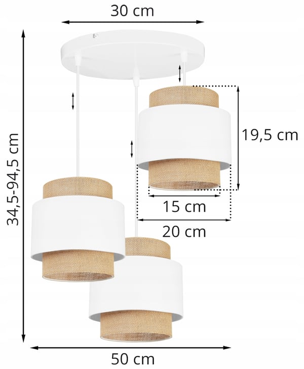 Hængende lampe, loftslysekrone, lampeskærm, boho juta