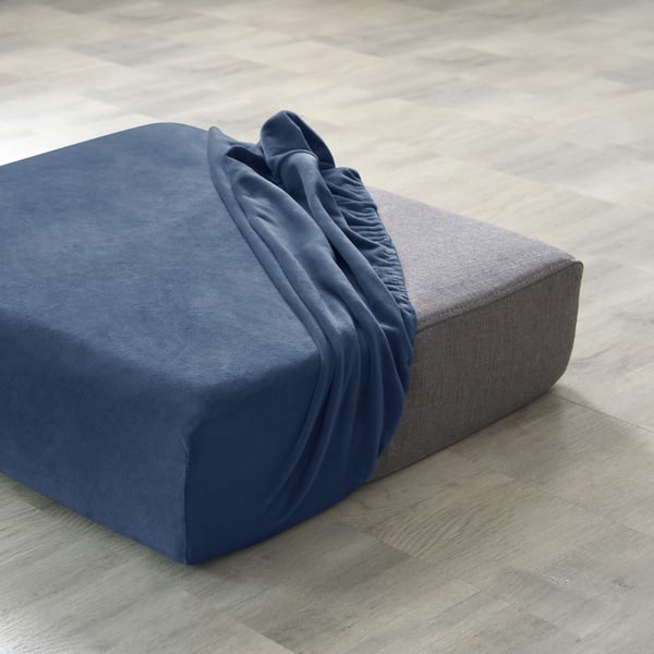 Sengetøj tæppe til seng, sofa og hjørnesofa i fløjl, marineblå