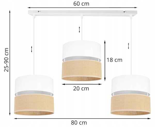HÆNGELAMPE, LOFTKRONE, LAMPESKÆRM 20 CM HVID