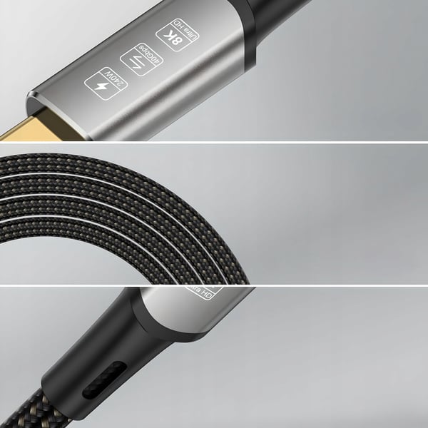 USB-C USB4 Thunderbolt 4 Kabel 40Gbps 240Hz 8K 120Hz Nylonledning 1,8M