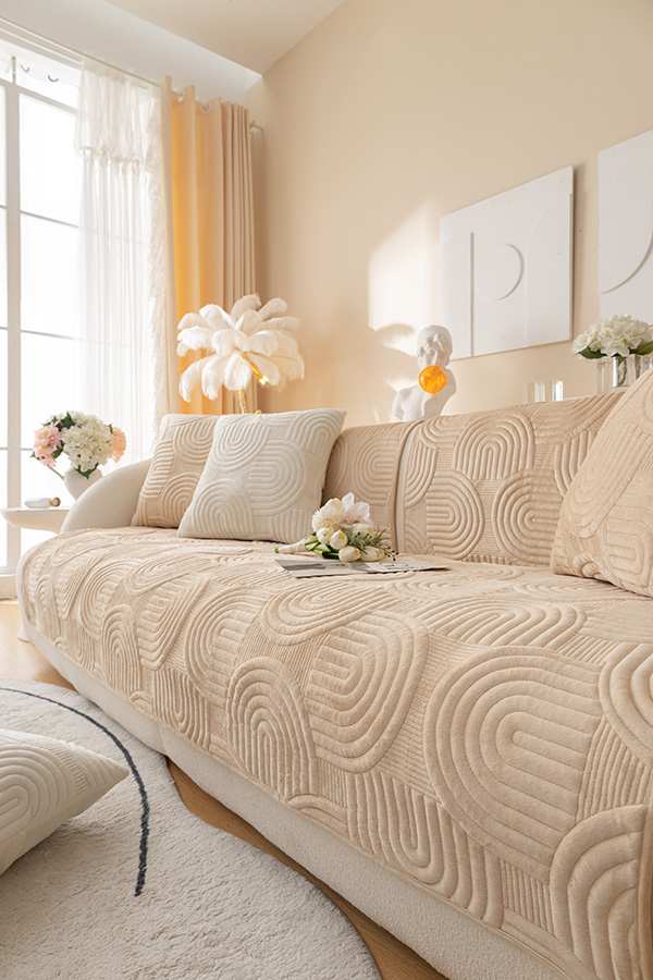 Sohvan koristealusta 90x240 cm, beige, kohokuvioitu