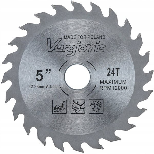 Kovametallikärkinen sahanterä puulle 125 x 22,2 mm 24T Vergionic