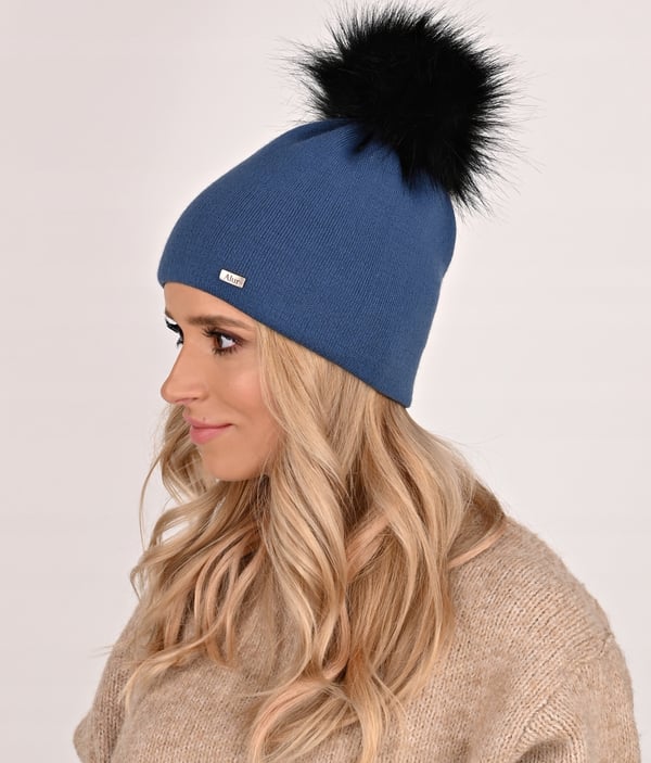 Glat varm hue med stor pompon Jeans A13
