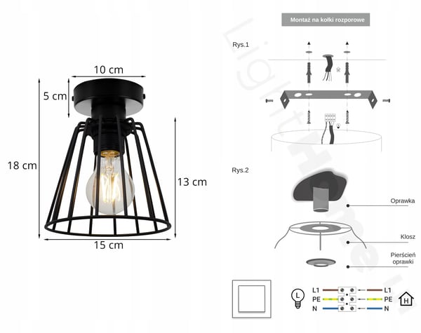 LOFT TAKSLAMPA WIRAK EDISON RETRO LED