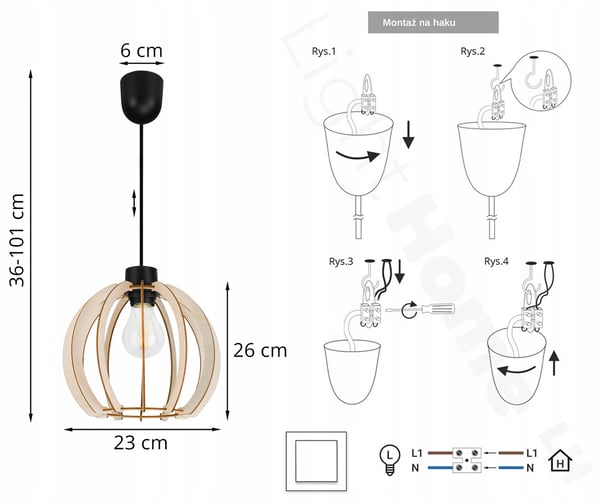 MODERN LED-TAKLAMPA I TRÄ