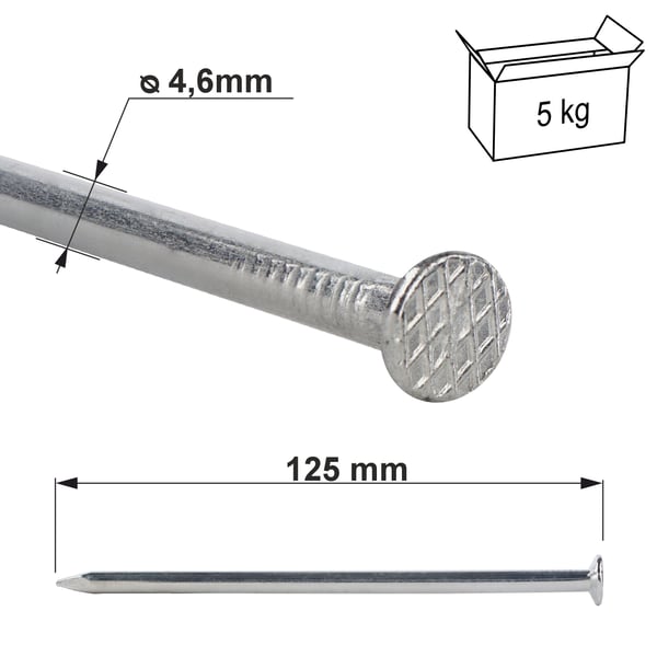 Galvaniserede konstruktionssøm 4,6 x 125 (5 kg)