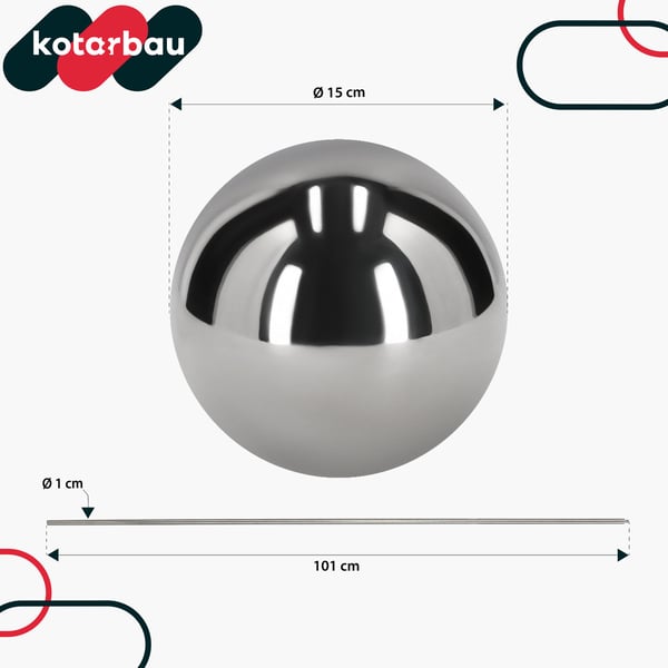 Dekorativ trädgårdsboll med spegeleffekt i stål 115 cm
