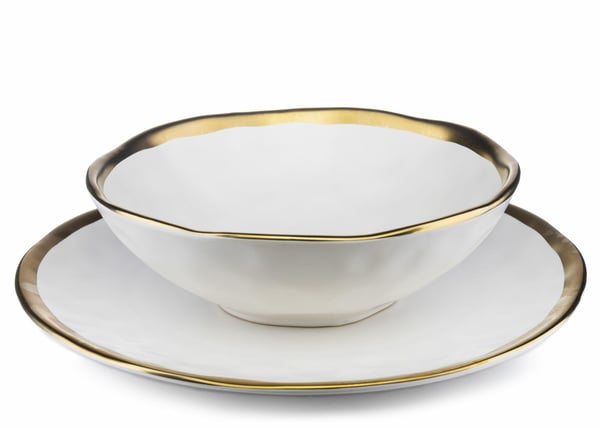 Lissa tallrikset åtta vit guld
