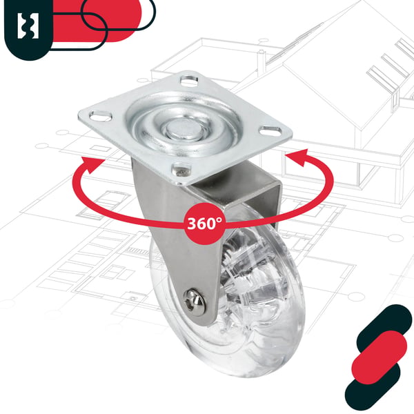 KOTARBAU möbelhjul för möbelskåp gummihjul transparent 75 mm