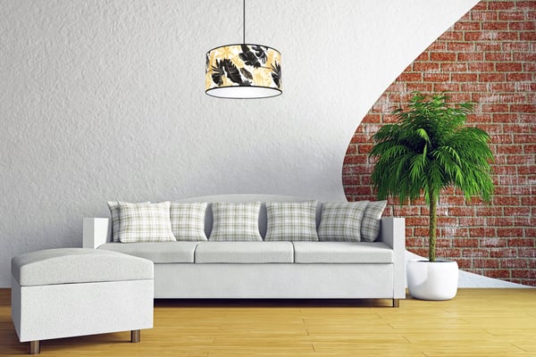 Lofthængende lampe, lampeskærm, gyldne blomster, LED