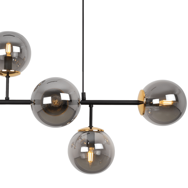 SIENA LOFTLAMPE SORT OG GULD 6 FLAD GRAFITLAMPE E14 LANGE ARME